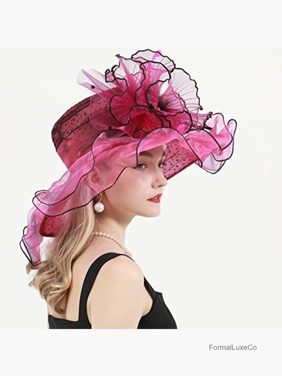 Wide Brim Feather Derby Fascinator Hat Formal Occasion Sun Visor